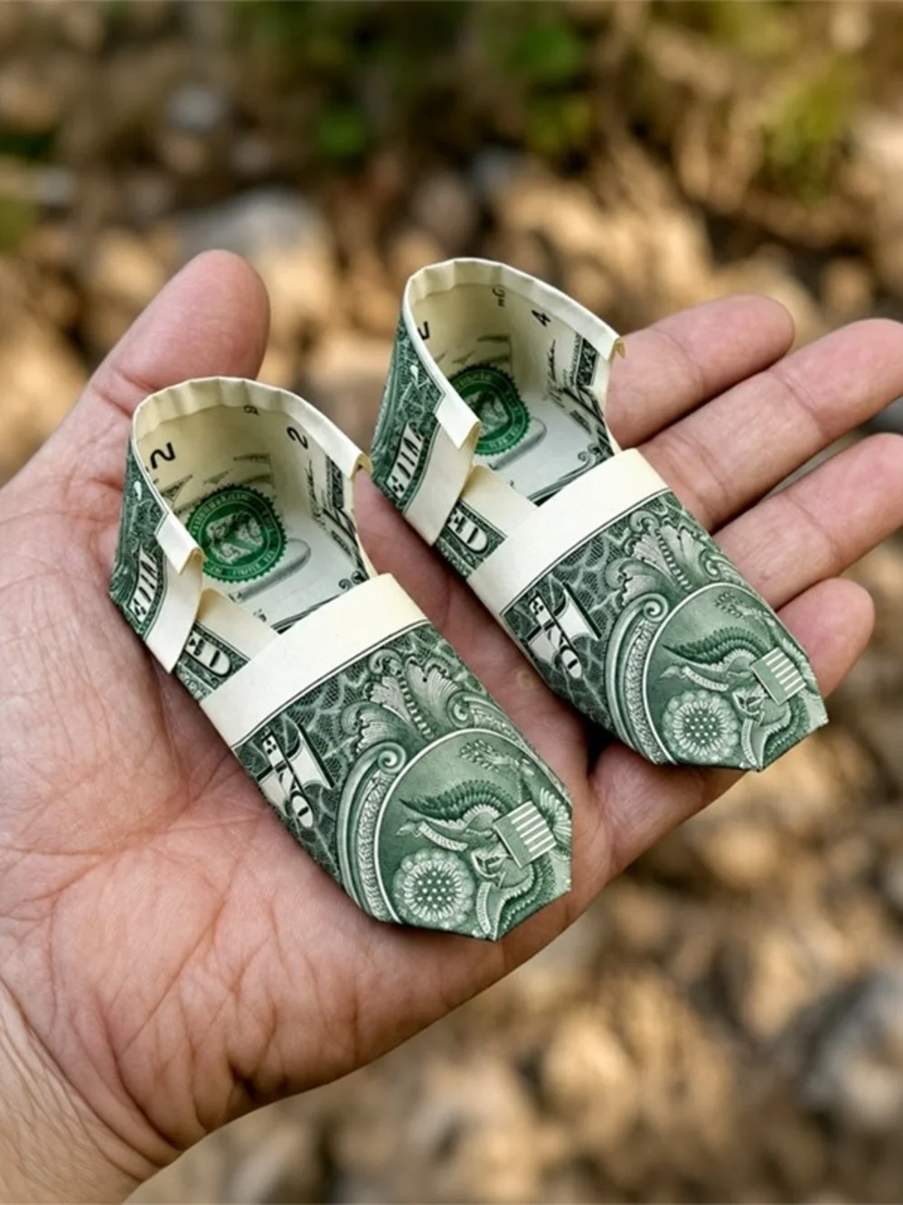 Handmade Gift Item - Money Origami Baby Shoes - Dollar Origami Clothes